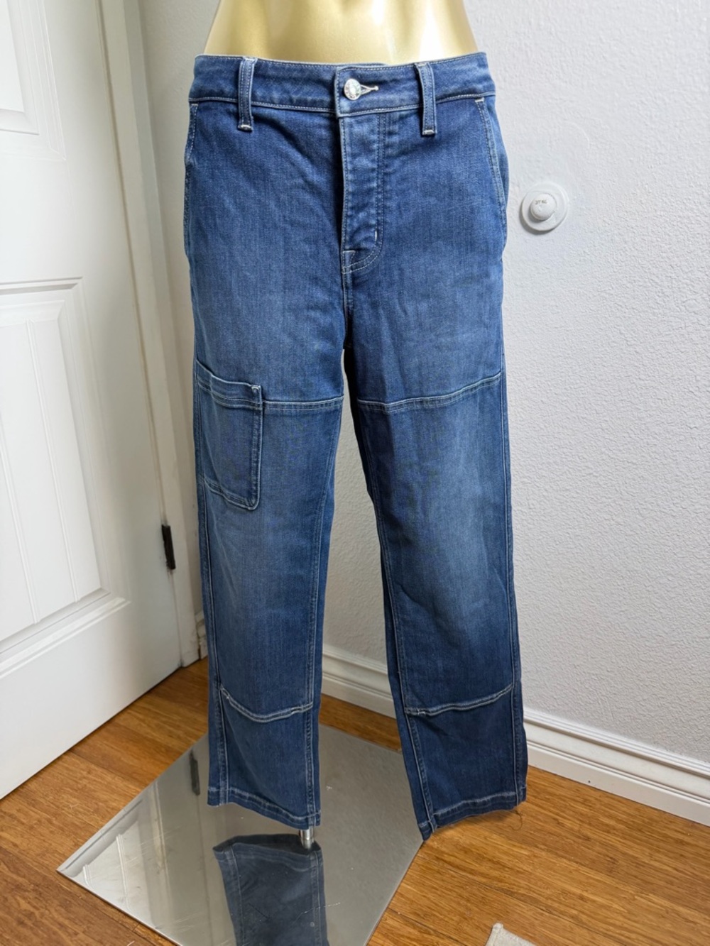 Saitex Wide Leg Carpenter Jeans in Medium Blue Size 26